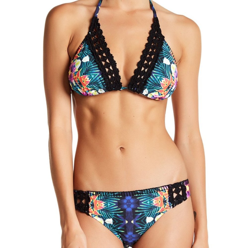NWT Nanette Lepore Habanera Triangle Top & Hipster Bikini Bottom Set Small S
